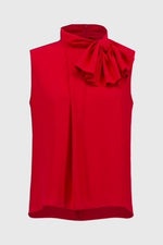 Sleeveless Top With Bow Collar