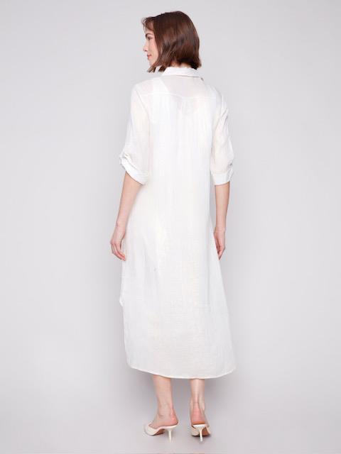 Roll Up Sleeve Maxi Linen Dress