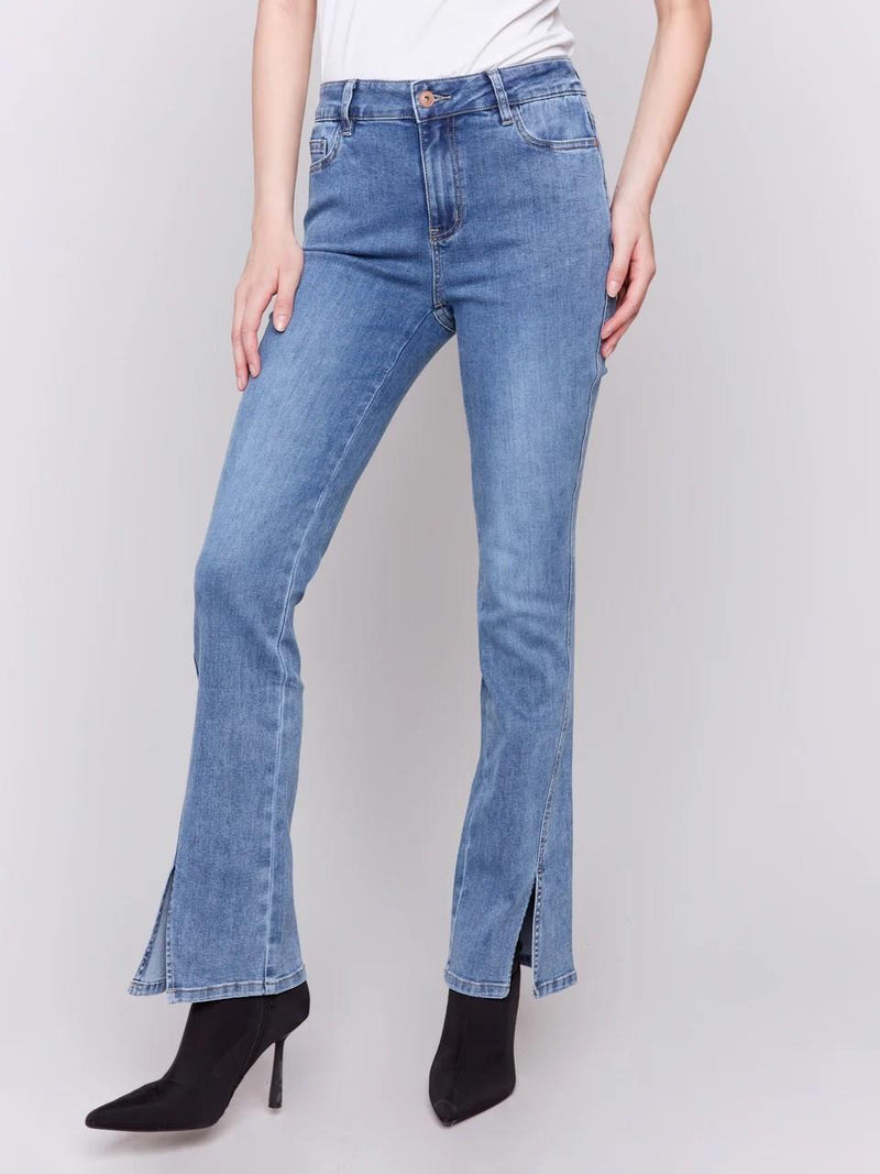 Front Slit Bootcut Jeans