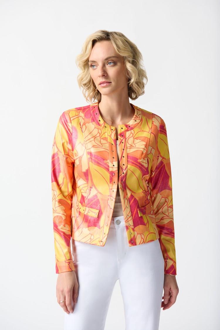 Floral Print Suede Jacket