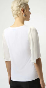 knit and satin flared sleeve top