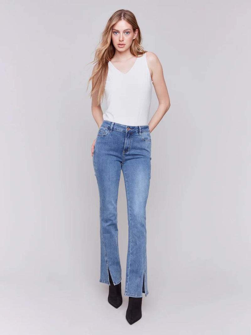 Front Slit Bootcut Jeans