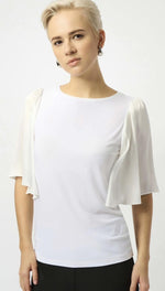 knit and satin flared sleeve top